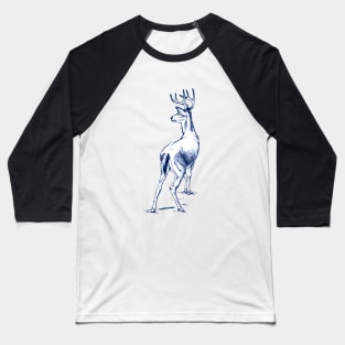 Curious Deer (blue) Baseball T-Shirt